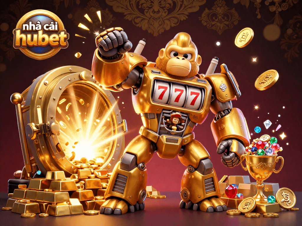 Experience the excitement at nhà cái hubet with captivating 3D casino-themed illustrations featuring dazzling jackpot elements.