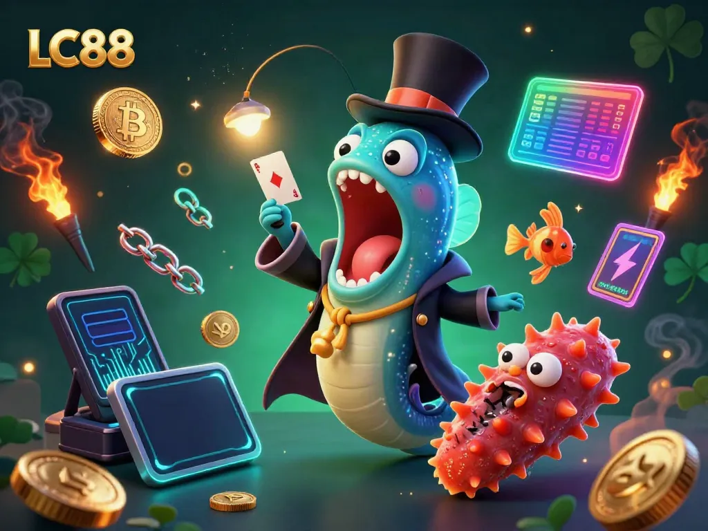 LC88 invites players to engage with a dynamic casino-themed magic act featuring unique sea creatures.