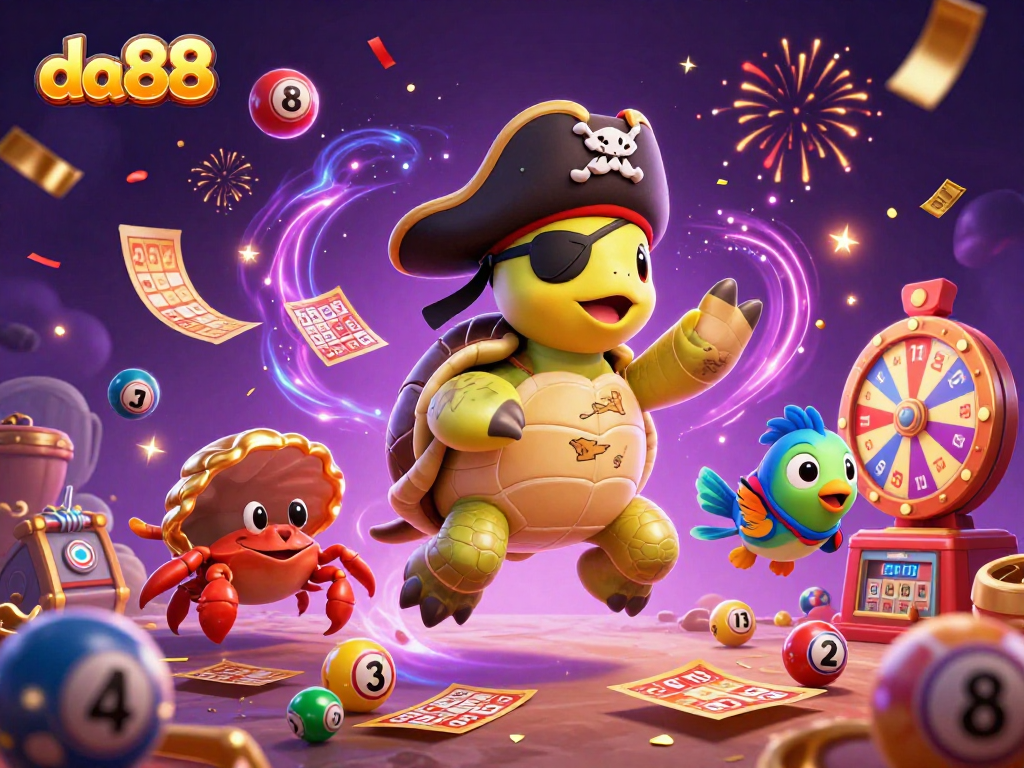 Experience da88's thrilling gaming adventures with colorful lottery elements in a vibrant party scene.