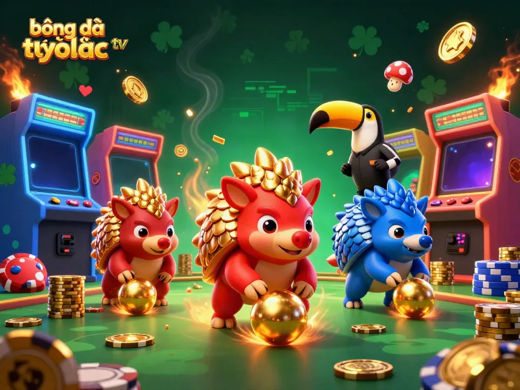 Bóng đá trực tuyến xoilac tv features rivalry in a colorful carnival of animated pangolins and casino games.