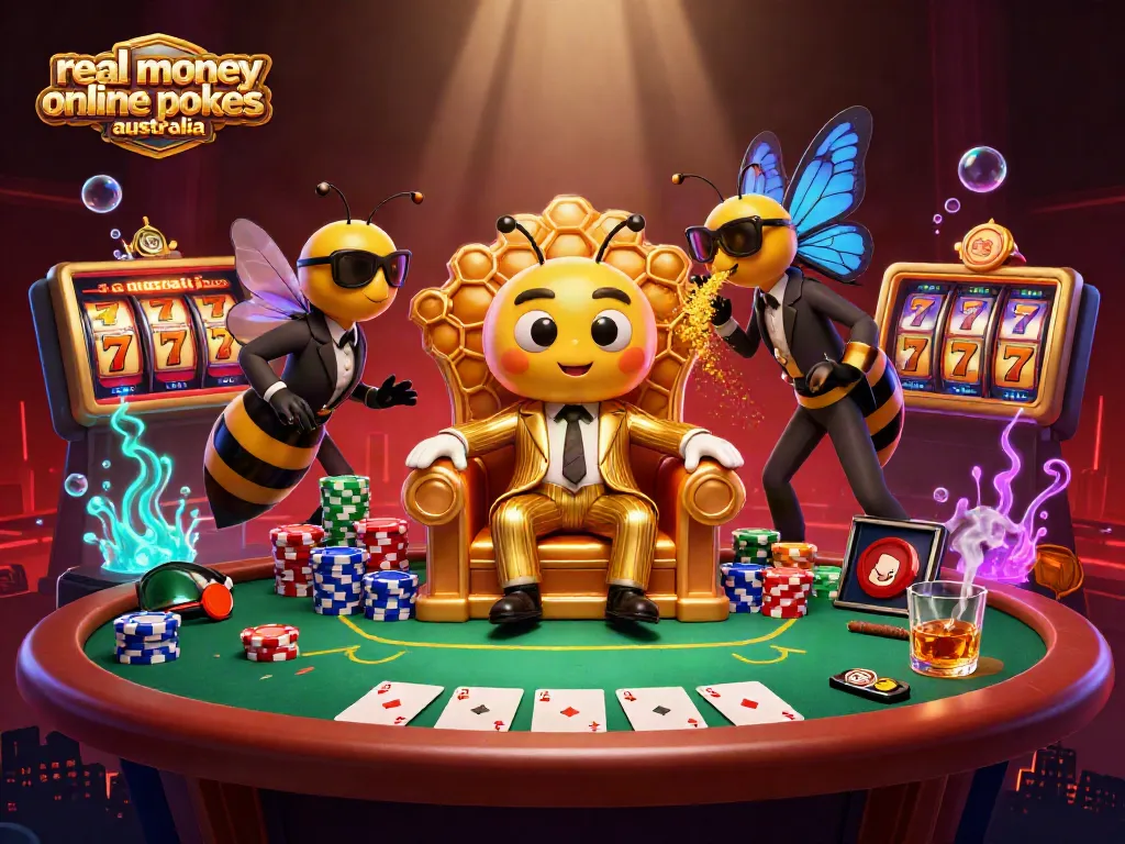 Experience thrilling gameplay with real money online pokies Australia in this vibrant 3D illustration