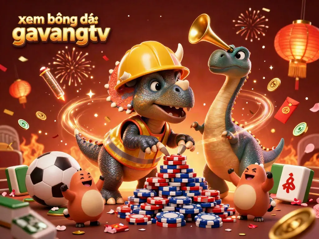Experience the excitement of xem bóng đá gavangtv with this vibrant 3D illustration featuring dynamic characters and casino elements.