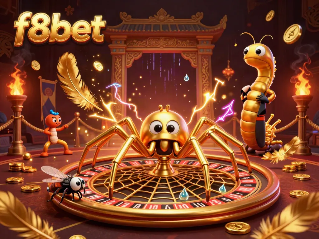 Experience thrilling bets at f8bet with a dynamic roulette scene featuring enchanting characters.