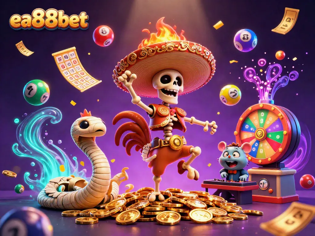 Get lucky with ea88bet's vibrant casino experience featuring a lively skeleton mariachi, mummy snake, and zombie DJ.