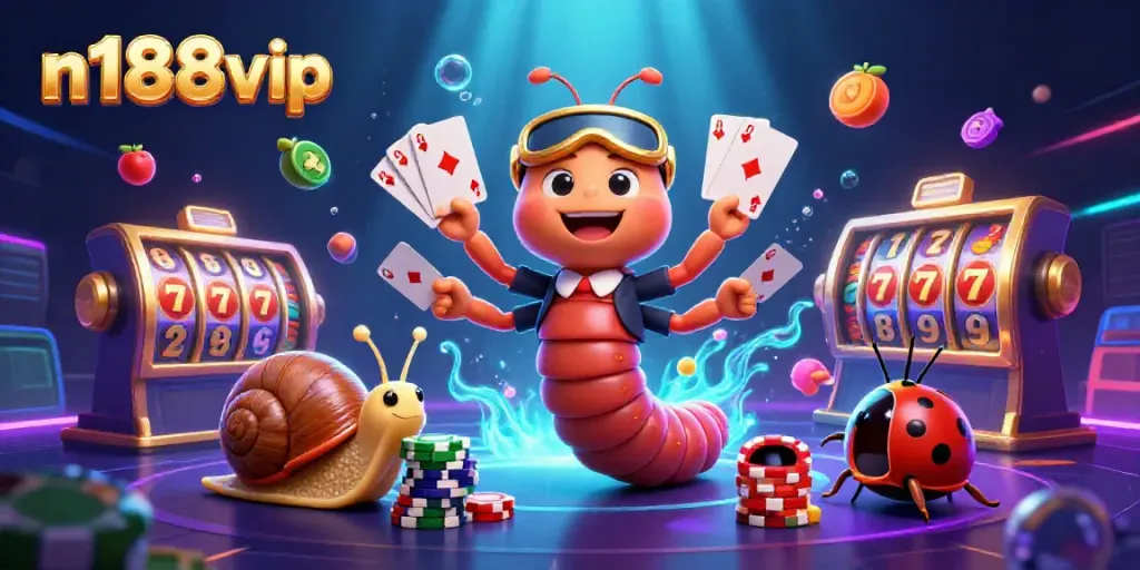 Experience thrilling gameplay with n188vip's colorful casino characters in a vibrant 3D scene.