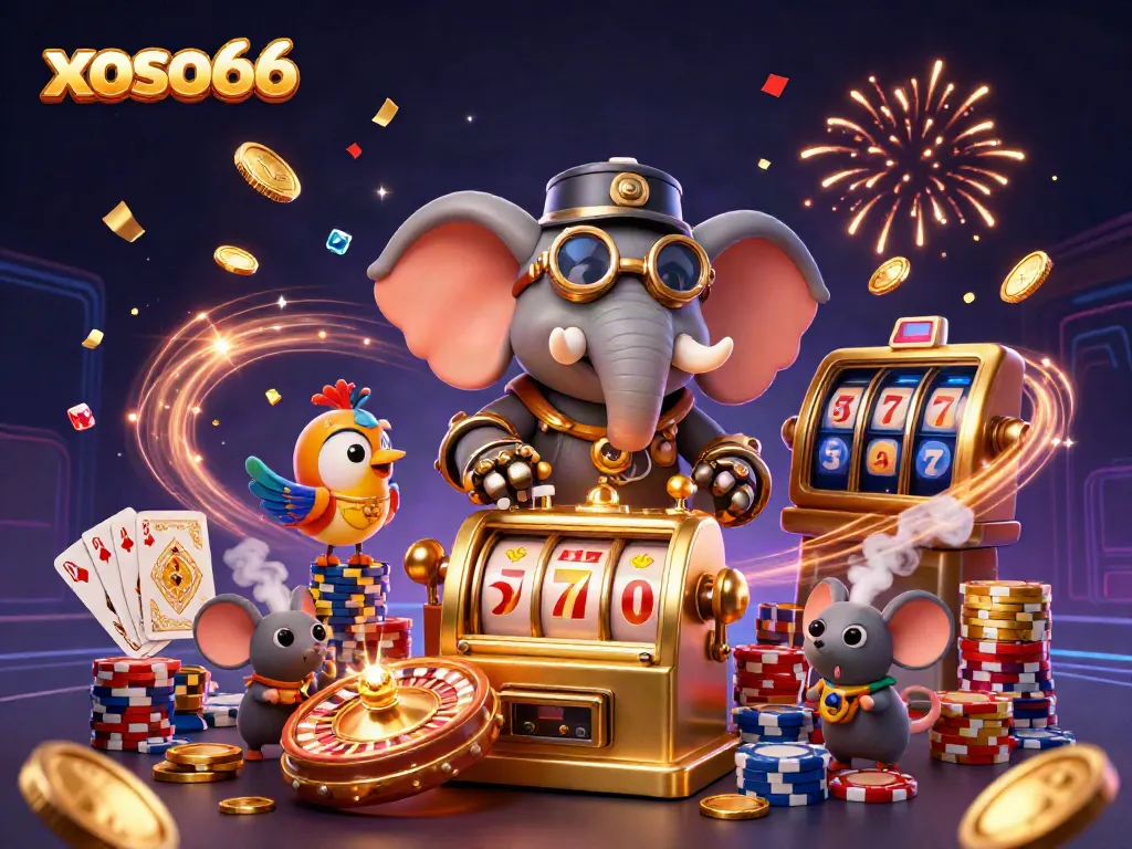 Spin to win with xoso66 as dynamic characters celebrate in a vibrant casino scene.