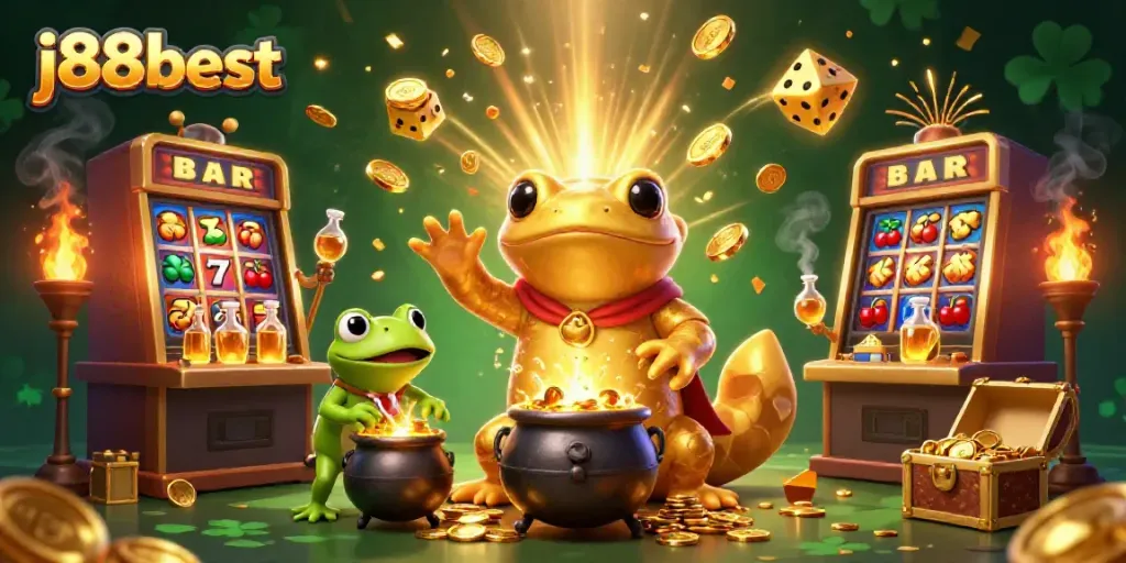 Experience thrilling moments at j88best with a vibrant scene of fantasy casino elements and characters.