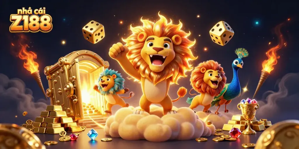 Engage with the excitement at nhà cái Z188 featuring vibrant casino elements and dynamic characters.