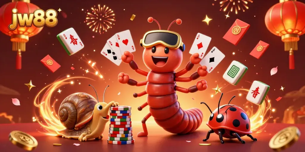 Experience the excitement of jw88 with a 3D illustration showcasing vibrant gaming action.