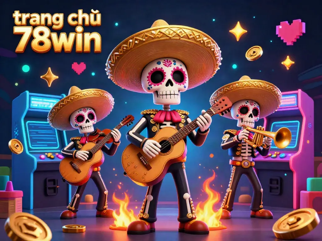 Engage with the thrilling world of gaming at trang chủ 78win, featuring vibrant 3D illustrations and interactive casino elements.