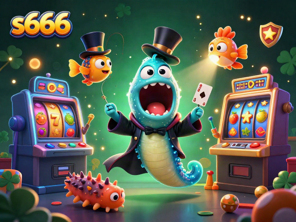 Experience thrilling gaming adventures with s666 in this vibrant 3D casino scene featuring magical elements and slot machines.