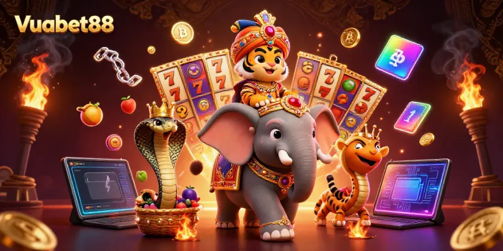 Experience thrilling jackpots and vibrant gameplay with Vuabet88's exciting slot reels and characters!