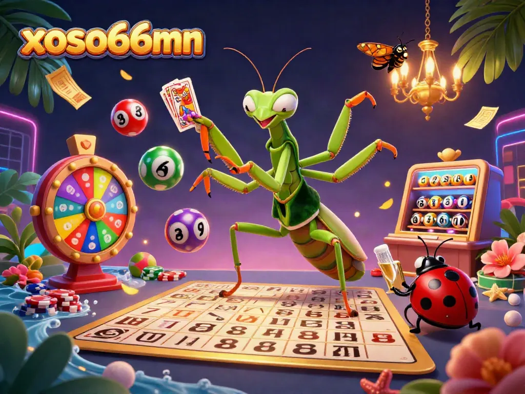 Engage in thrilling lottery action with xoso66mn's festive 3D casino scene featuring vibrant colors and dynamic elements.