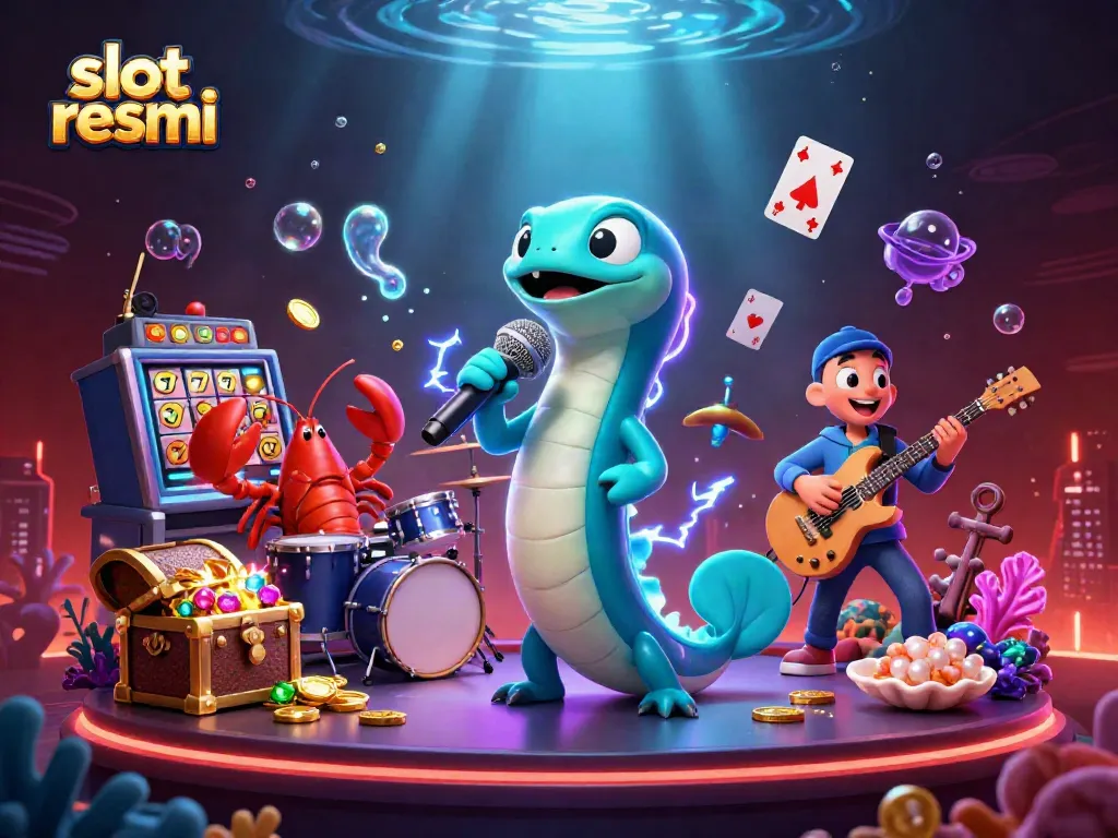 Experience the thrill of slot resmi with vibrant casino characters jamming underwater.