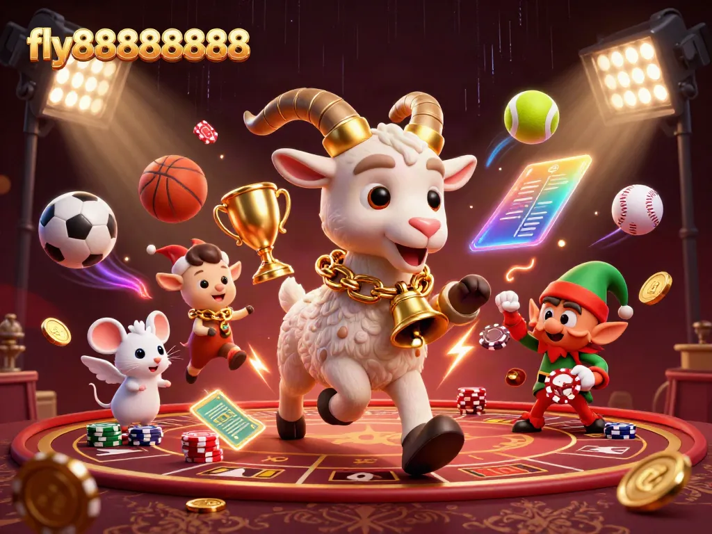 Experience the vibrant games at fly88888888 with thrilling scenes of Krampus, mouse, and elf at a festive casino.